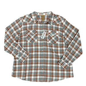 Wrangler Shirt Mens 3XL Plaid Western Pearl Snap Flannel Cowboy Rodeo NWT